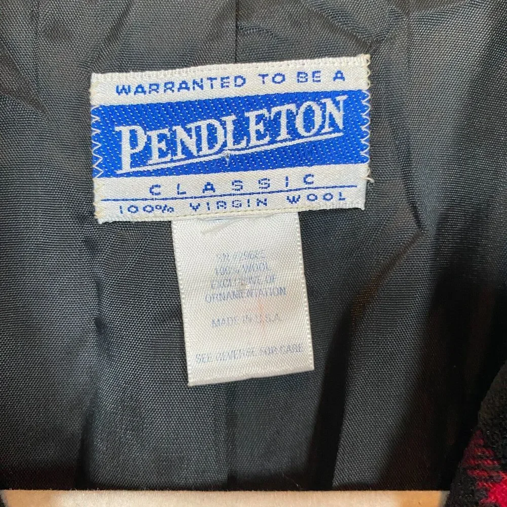 Pendleton Jacket Women's Size 12 Wool Plaid Lined Velvet Collar Red‎ Green